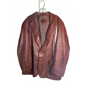 Men’s Tan leather Vintage Brown Leather Blazer/ Jacket Size 48
